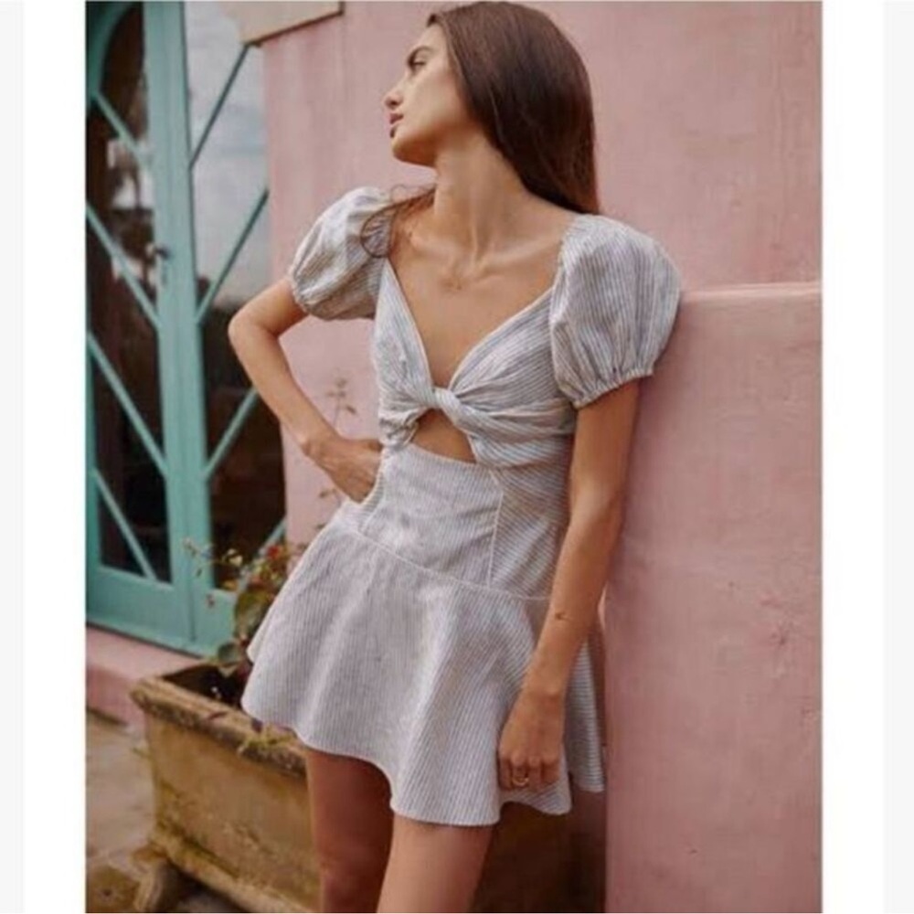 Significant Other Puff Sleeve Striped Mini Dress 2